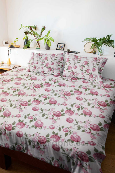 Vintage Carolina Red King Size Bedsheet With 2 Pillow Covers