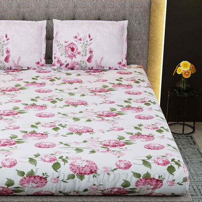 Vintage Carolina Red King Size Bedsheet With 2 Pillow Covers
