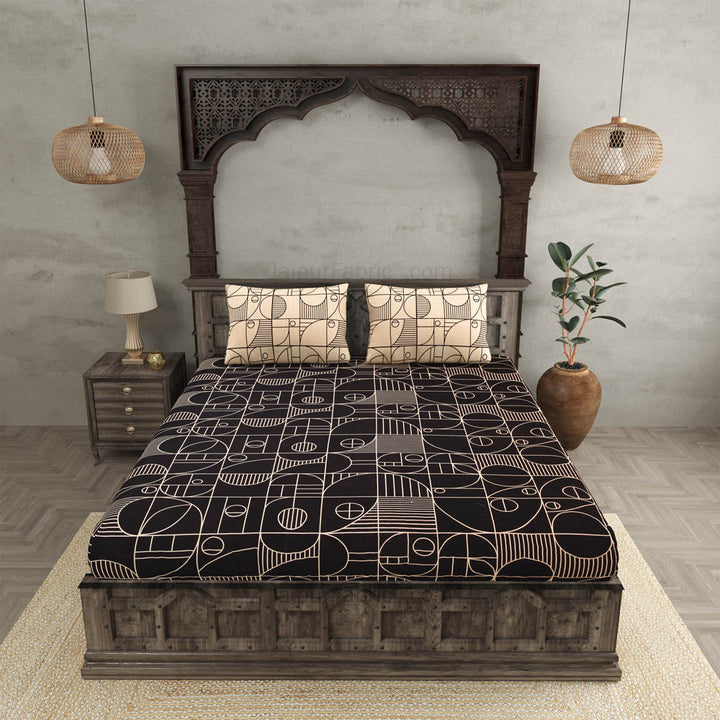 Sneaky Shell Black and Brown King Size Bedsheet Combo of 2