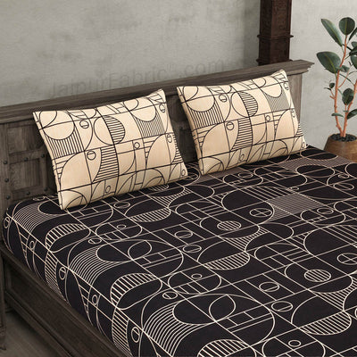 Sneaky Shell Black and Brown King Size Bedsheet Combo of 2