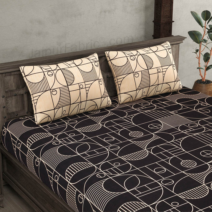 Sneaky Shell Black and Brown King Size Bedsheet Combo of 2