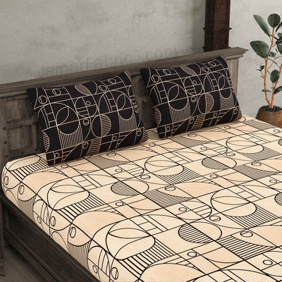 Sneaky Shell Black and Brown King Size Bedsheet Combo of 2