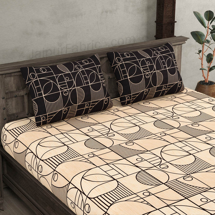 Sneaky Shell Black and Brown King Size Bedsheet Combo of 2