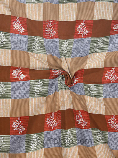 square red brown floral cotton king size double bedsheet