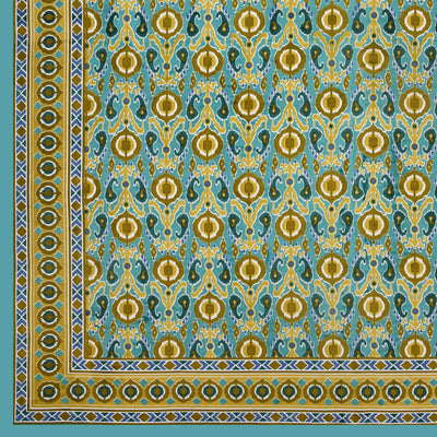 jaipurfabric® lush green ikat super king size premium cotton bed sheet