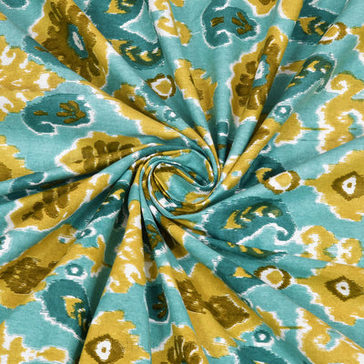 jaipurfabric® lush green ikat super king size premium cotton bed sheet