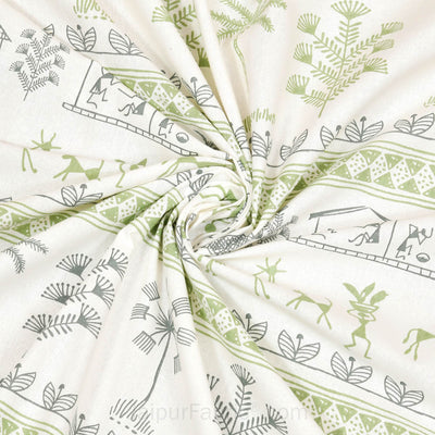 jaipurfabric® urban tribals green super king size premium cotton bed sheet