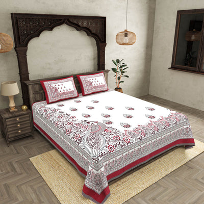 Artistic Beauty Contrast Pink King Size Premium Cotton Bed Sheet