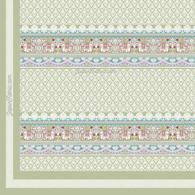Mint Green Adorable Elephant Print Design Super King Size Bedsheet