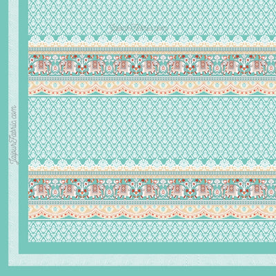 Serene Teal Elegant Elephant Print Design  Super King Size Bedsheet