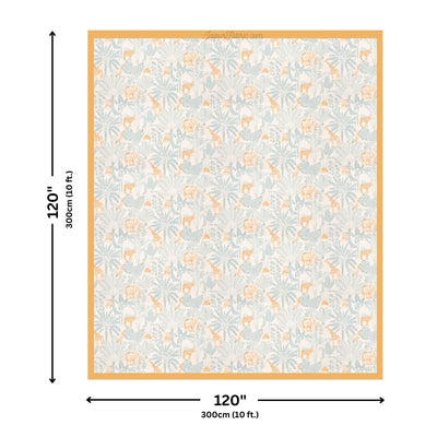 Wildlife Wonders Super King Size  Mustard & Teal Bedsheet with Animal Prints