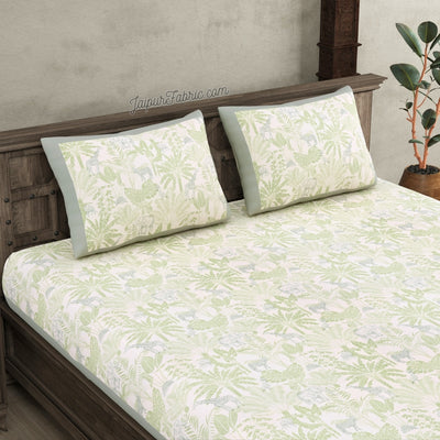 Safari Adventure Super King Size  Bedsheet with Grey Border and Animal Prints