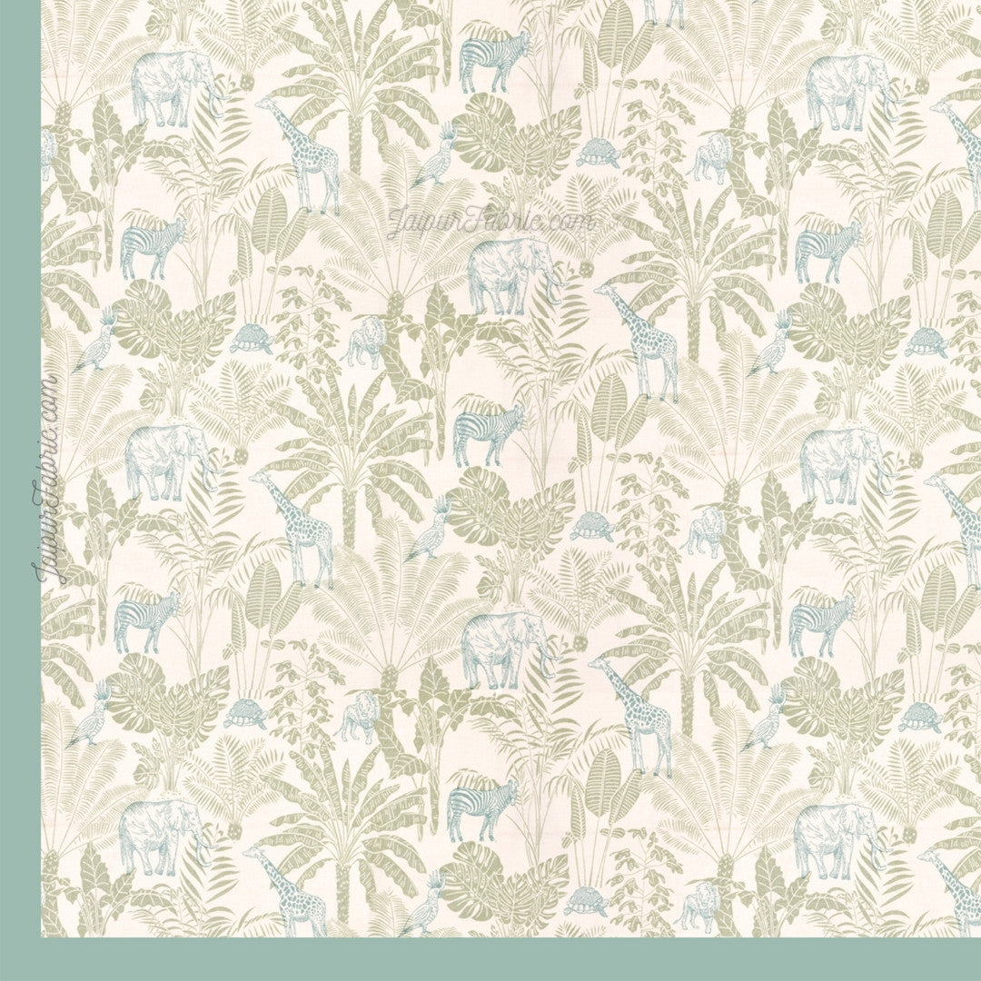 Exotic Wildlife Print Super King Size 10 Feet Wide Bedsheet in Green Tones