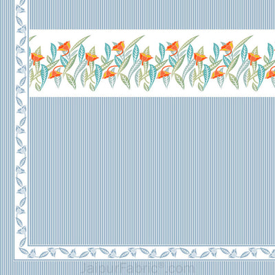 Blue Eco Friendly Pure Cotton Fitted BedSheet