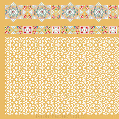 Yellow Ethnic Pure Cotton King Size Double BedSheet