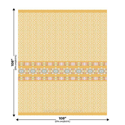 Yellow Ethnic Pure Cotton King Size Double BedSheet