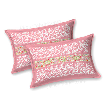 Pink Ethnic Pure Cotton Fitted BedSheet