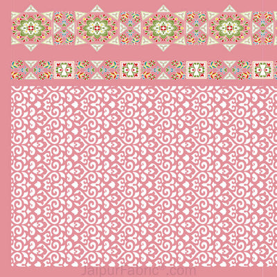 Pink Ethnic Pure Cotton Fitted BedSheet