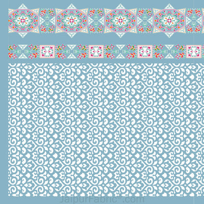 Blue Ethnic Pure Cotton King Size Double BedSheet