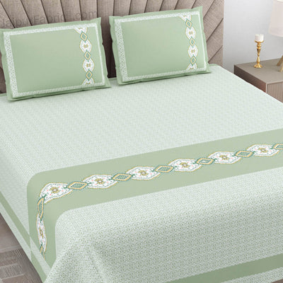 Light Green Oasis Pure Cotton King Size Double BedSheet
