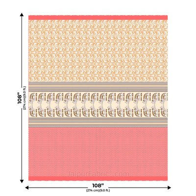 Yellowish Red Traditional Floral Pure Cotton King Size Double BedSheet