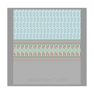 Blueish green Traditional Floral Pure Cotton King Size Double BedSheet
