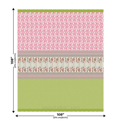 Pinkish Green Traditional Floral Pure Cotton King Size Double BedSheet