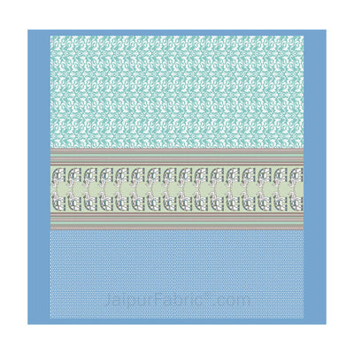 Sea Greenish Blue Traditional Floral Pure Cotton King Size Double BedSheet