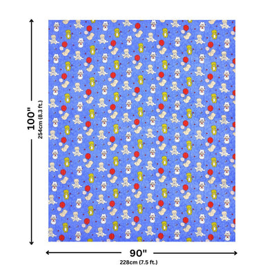 Little Explorer Pure Cotton Blue Teddy Bear and Balloons Kids Bedsheet