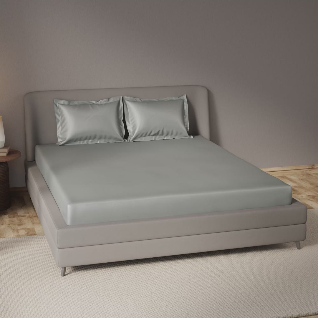 Premium Ash Grey Fitted Bedsheet Set