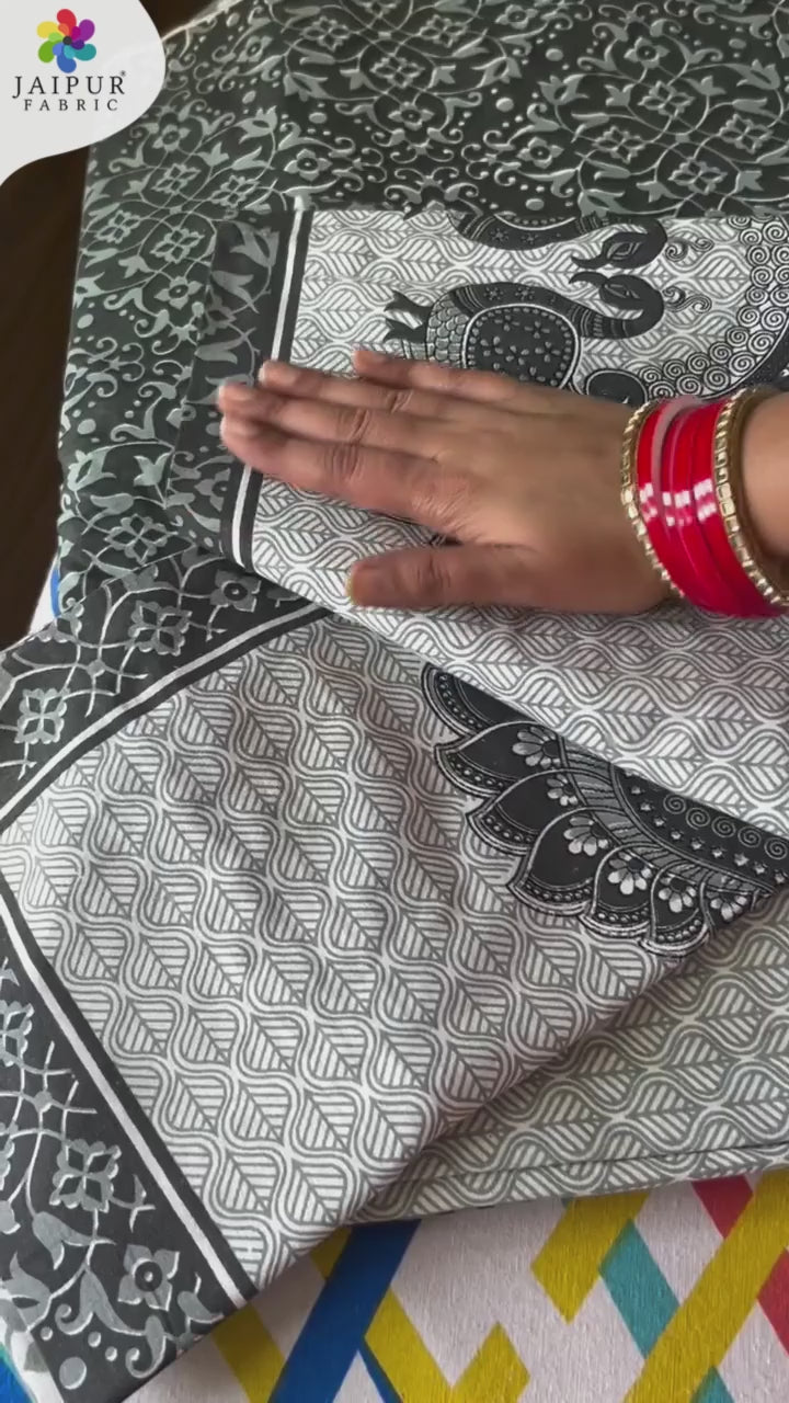 Royal JaipurFabric Dark Grey Pure Cotton Double BedSheet