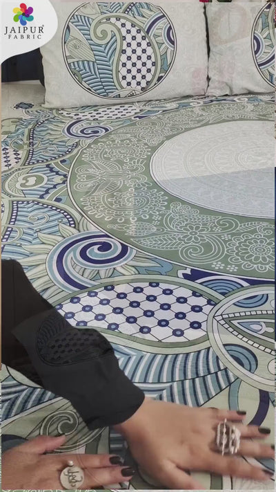 Cosmic Kolam Blue Double Bedsheet