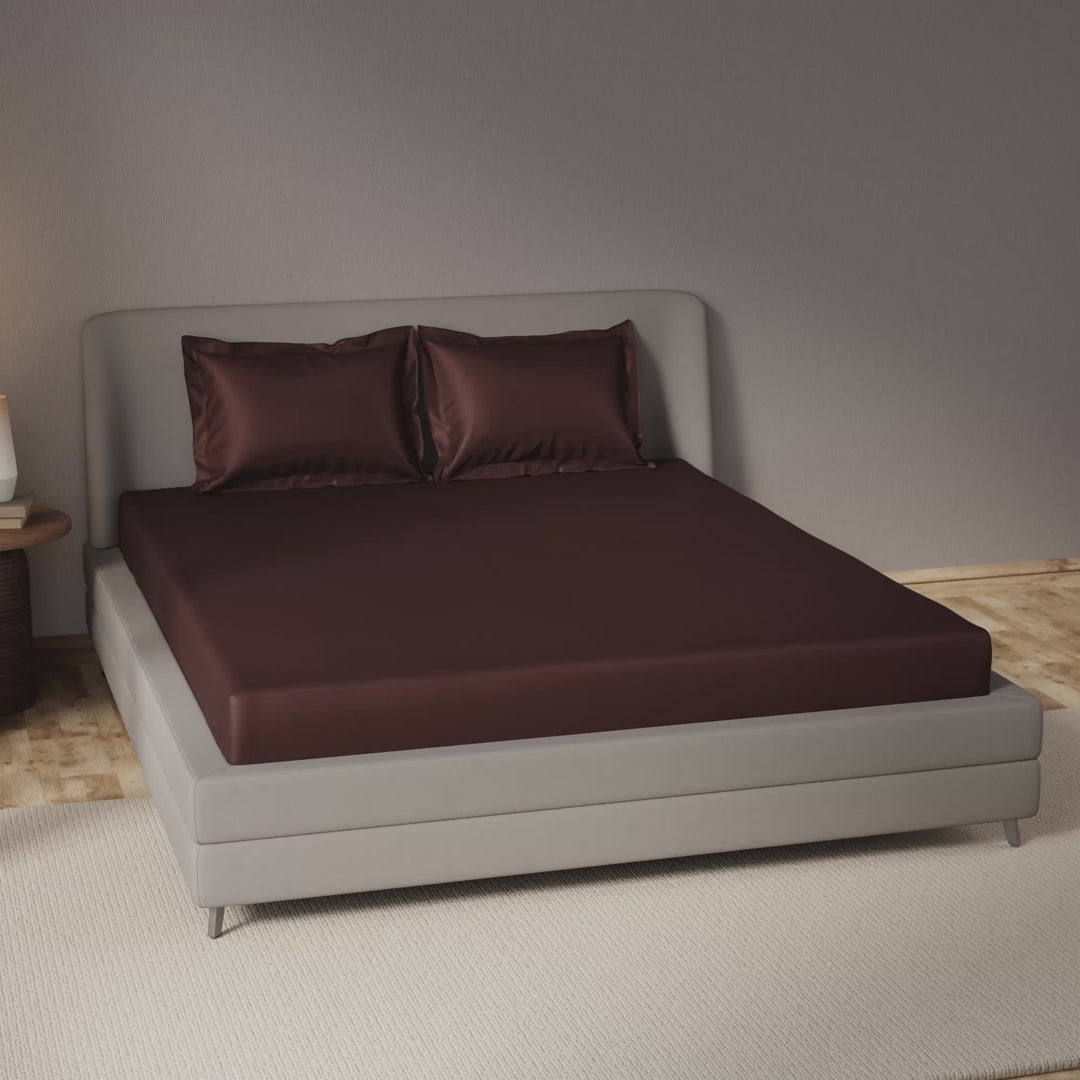 Load video: Rich Espresso Fitted Bedsheet Set