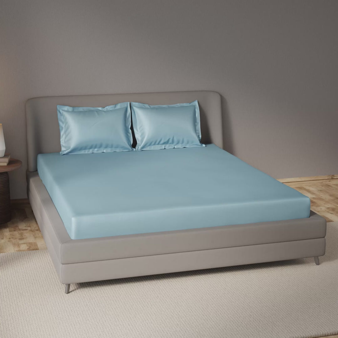 Soft Powder Blue Fitted Sheet Set