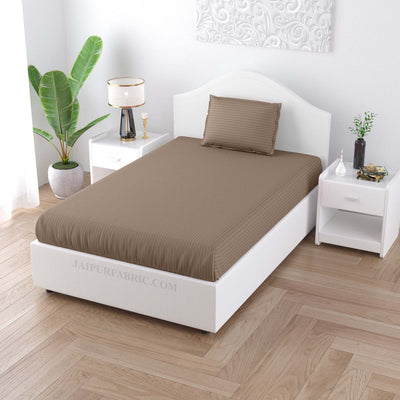Light Brown Satin Stripes Single BedSheet