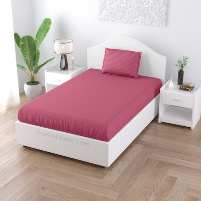 Rose Pink Satin Stripes Single BedSheet