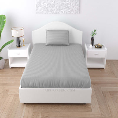 Silver Grey Satin Stripes Single BedSheet