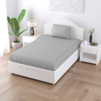 Silver Grey Satin Stripes Single BedSheet