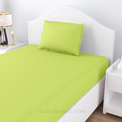 Lime Green Satin Stripes Single BedSheet