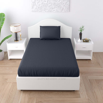Charcoal Gray Satin Stripes Single BedSheet