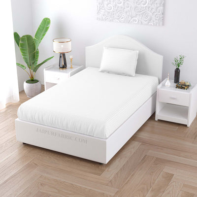 Snow White Satin Stripes Single BedSheet