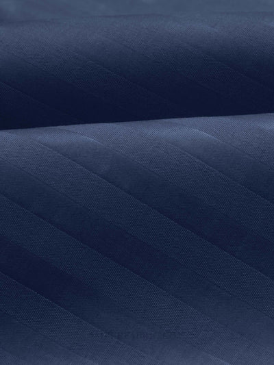 Navy Blue Satin Stripes Single BedSheet