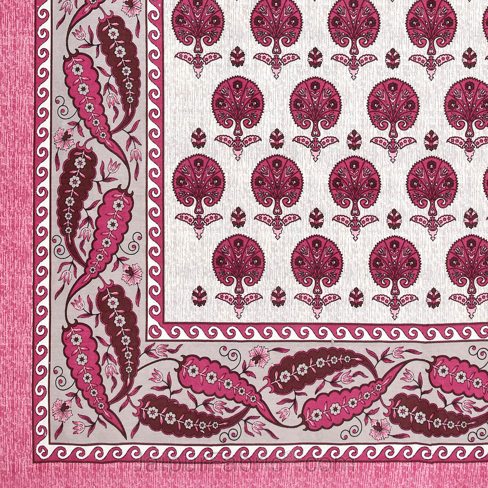 LeafLand Pink Single Bed Size Cotton Bedsheet