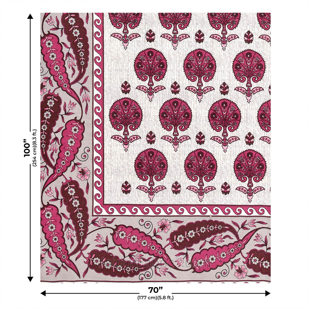 LeafLand Pink Single Bed Size Cotton Bedsheet