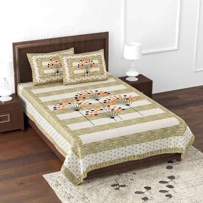Fancy Fans Green Single Bed Size Cotton Bedsheet