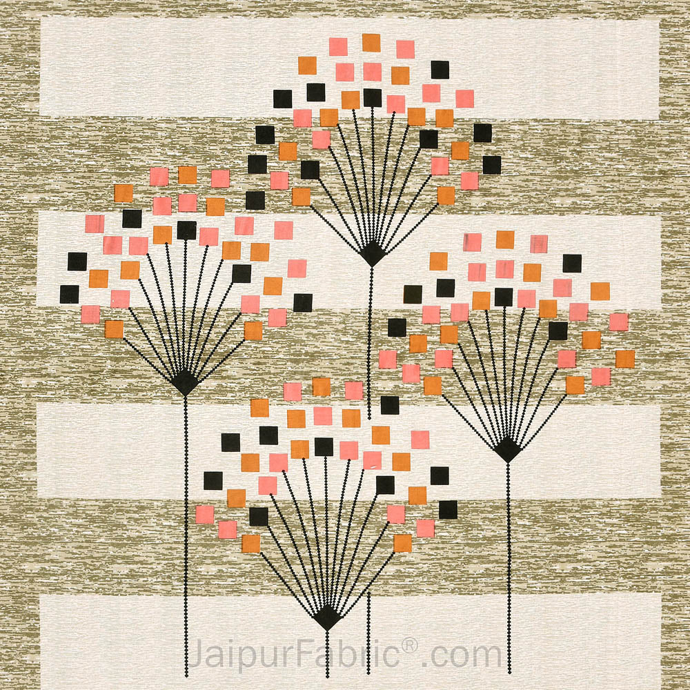 Fancy Fans Green Single Bed Size Cotton Bedsheet