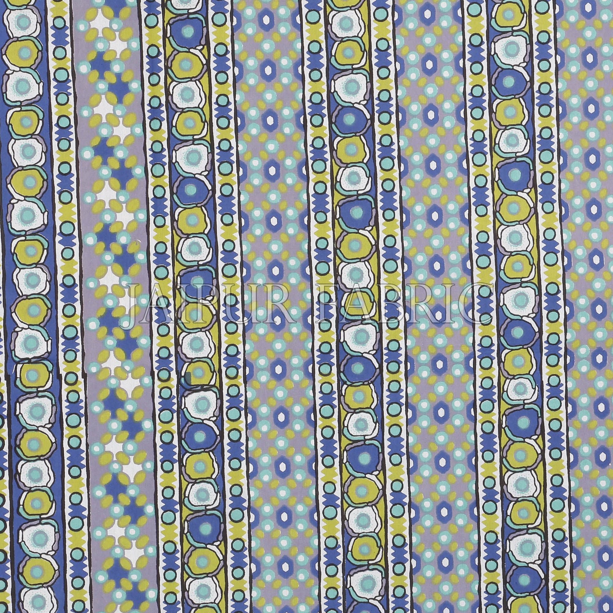 Blue Border Multi Color Patchrs Screen Print Cotton Double Bed Sheet