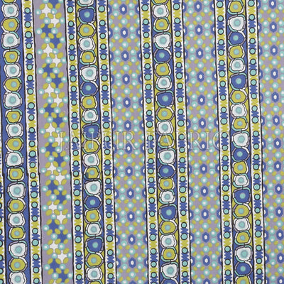 Blue Border Multi Color Patchrs Screen Print Cotton Double Bed Sheet