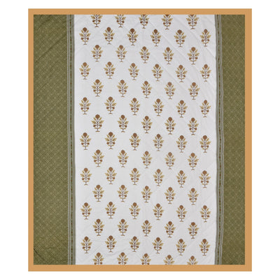 Floral Print Yellow Cotton Quilted Bedcover Comforter Blanket