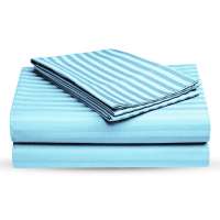 Light Blue Self Design 300 TC King Size Pure Cotton Satin Slumber Sheet for Double Bed with 2 pillow covers
